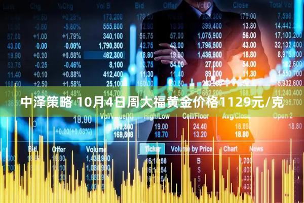 中泽策略 10月4日周大福黄金价格1129元/克